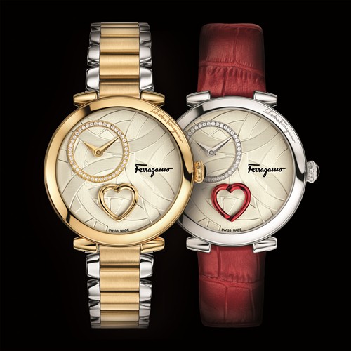 表达爱意的完美配饰——Cuore Ferragamo心形装置镀金腕表(图1)