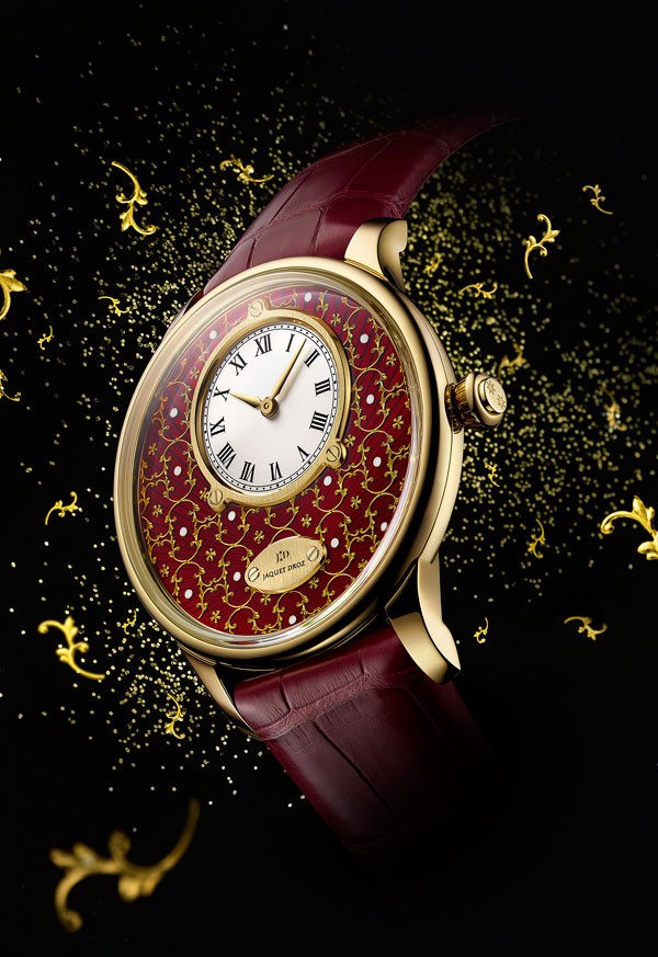 雅克德罗:金箔雕花珐琅时分小针盘Only Watch腕表(图3) 雅克德罗:金箔雕花珐琅时分小针盘Only Watch腕表(图3)