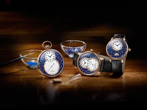 雅克德罗:金箔雕花珐琅时分小针盘Only Watch腕表(图6) 雅克德罗:金箔雕花珐琅时分小针盘Only Watch腕表(图6)