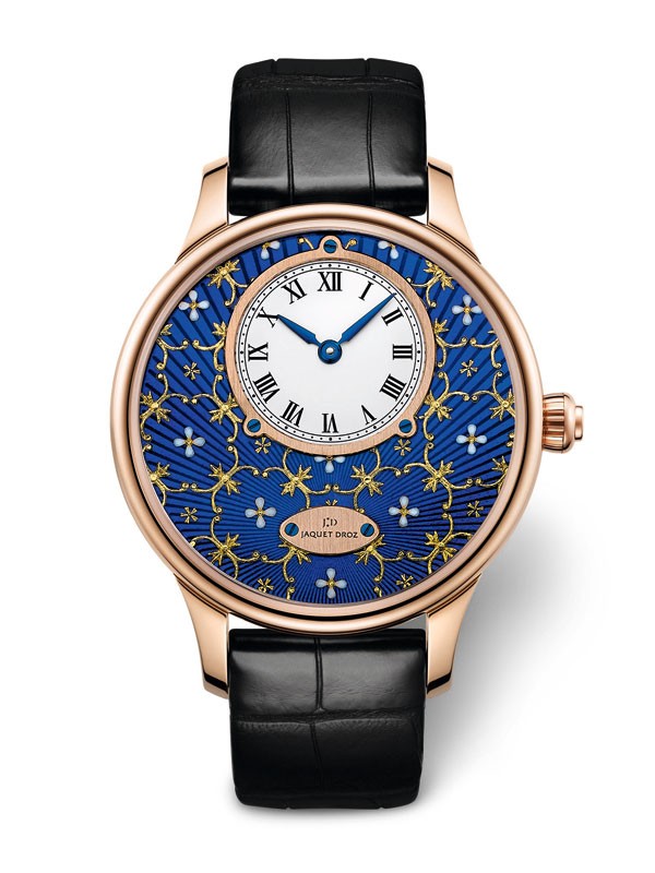 雅克德罗:金箔雕花珐琅时分小针盘Only Watch腕表(图11) 雅克德罗:金箔雕花珐琅时分小针盘Only Watch腕表(图11)